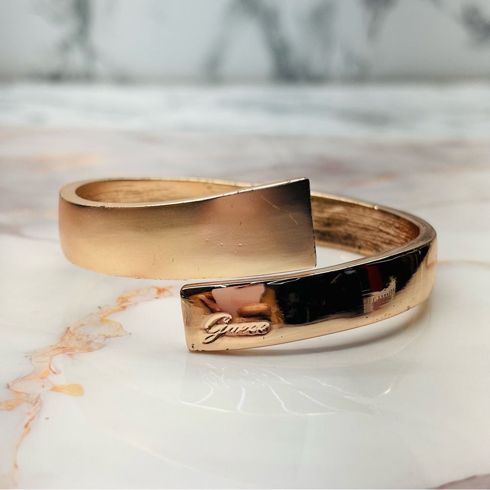 Guess Rose Gold Women's Hinged Cuff Bracelet